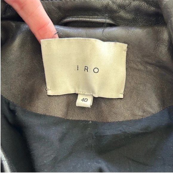 IRO Scottsdale Lamb Leather Moto Jacket Black & White - Picture 8 of 11